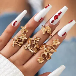 Jewels Galaxy Set Of 4 Gold-Plated Adjustable Finger Rings image 4