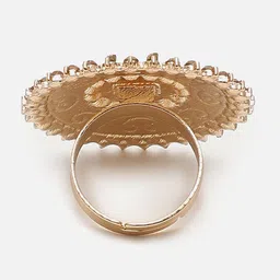 SOHI Gold-Plated Cream Coloured Stone Studded Ring image 4