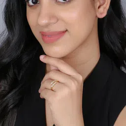 Adwitiya Collection Gold-Plated Stone-Studded Mother of Pearl Adjustable Finger Ring image 4