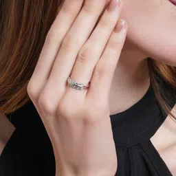 KARATCART Silver-Plated White AD-Studded Finger Ring image 4