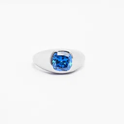Clara Men 925 Sterling Silver Platinum-Plated Zirconia-Studded Adjustable Finger Ring image 4