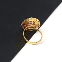 Ozanoo Gold-Plated CZ Stone Studded Adjustable Finger Ring image 4