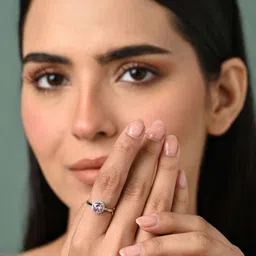 Clara 925 Silver Platinum-Plated Cubic Zirconia-Studded Vega Adjustable Finger Ring image 5