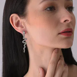 SOHI Women Silver Plated Contemporary Drop Earrings image 5