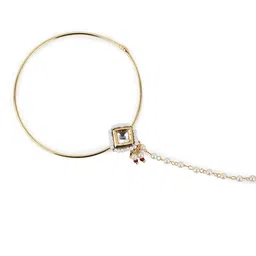 Ruby Raang White Gold-Plated Kundan Studded & Beaded Nosepin image 5