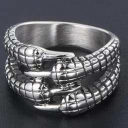 MEENAZ Men Silver-Plated Textured Adjustable Finger Ring image 4