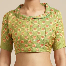 Saree mall Green & Rust Orange Woven Design Saree image 5