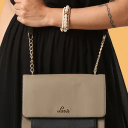 Lavie Moritz Grey & Black Colourblocked Structured Sling Bag-image-9