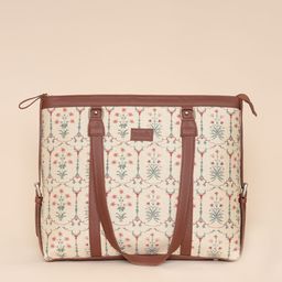 ZOUK White Printed Structured Laptop Shoulder Bag-picture-31