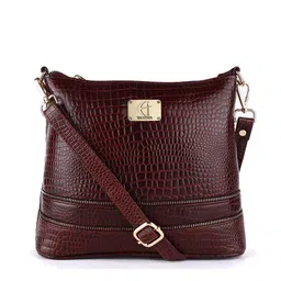 HiLEDER Women Brown Animal Leather Structured Sling Bag-picture-38