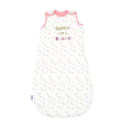 MiArcus Girls White & Pink Printed Knitted Sleeping Bag image 1