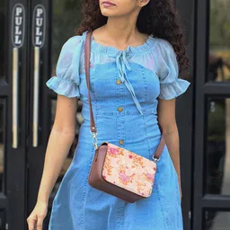 Kalankit Floral Printed Structured Sling Bag image 4