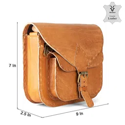 Goatter Tan Leather Structured Sling Bag image 4