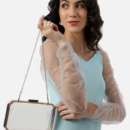 HAUTE SAUCE by Campus Sutra Transparent Box Clutch image 3