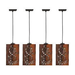 Gojeeva Brown Traditional Wooden Ceiling Lamp image 4