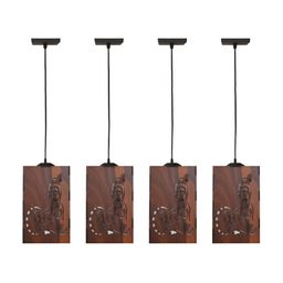 Gojeeva Brown 4 Pieces Textured Wooden Ceiling Lamp With Adjustable Cord-picture-37