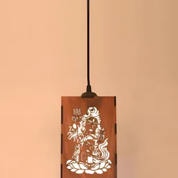 Gojeeva Brown Traditional Wooden Ceiling Lamp image 3