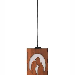 Gojeeva Brown & White 2 Pieces Textured Contemporary Wooden Ceiling Lamps image 3