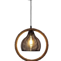 foziq Black & Gold-Toned Textured Contemporary Ceiling Lamp image 4