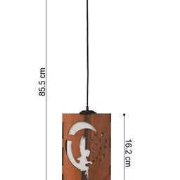 Gojeeva Brown Traditional Wooden Ceiling Lamp image 4