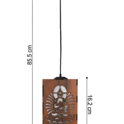 Gojeeva Brown & White 2 Pieces Textured Contemporary Wooden Ceiling Lamps image 3