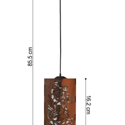 Gojeeva Brown Traditional Wooden Ceiling Lamp image 2