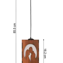 Gojeeva Brown & White 2 Pieces Textured Contemporary Wooden Ceiling Lamps image 2