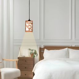 Gojeeva Brown & White Happy New Year Wooden 10 Watts Rectangular Contemporary Ceiling Lamp-picture-30
