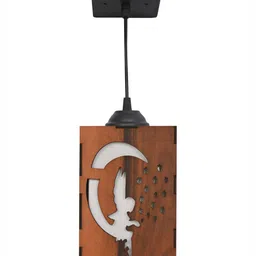 Gojeeva Brown Traditional Wooden Ceiling Lamp image 3