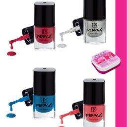 PERPAA Set of Nail Enamel Removing Wipes & 4 High-Shine Long Lasting Nail Polish 5 ml Each-picture-22