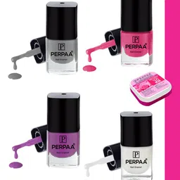 PERPAA Set of Nail Enamel Removing Wipes & 4 High-Shine Long Lasting Nail Polish 5 ml Each-picture-22