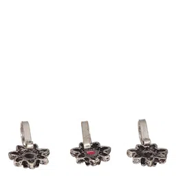 Saraf RS Jewellery Set Of 3 Silver-Plated Oxidised Nose Ring image 4