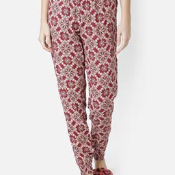 BStories Women Maroon Printed Lounge Pants-picture-27