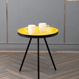MARKET99 Yellow & Black Metal Round Side Table For Living Room-picture-11