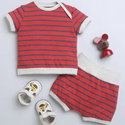 Nino Bambino Boys Round Neck Short Sleeves Striped T-shirt with Shorts-picture-28