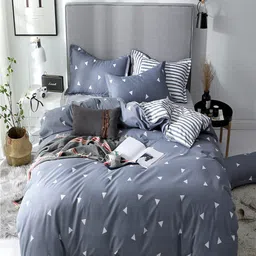 JC HOME Grey & White Striped Double XL Bedding Set-picture-10