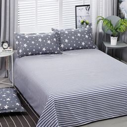 JC HOME Grey & Blue Printed Single Bed Quilt Cover with Bedsheet & 1 Pillow Cover-picture-48