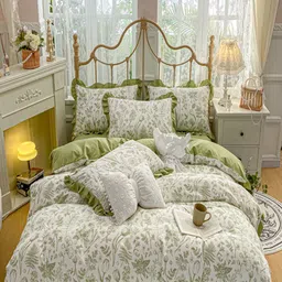 JC HOME Green & White Printed Single Bedding Set-picture-37