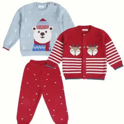 Greendeer Kids Pack Of 3 Self Design Pure Cotton Clothing Set-picture-35