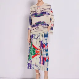 JC Collection Abstract Printed Top With Skirt Co-Ords Set-picture-12