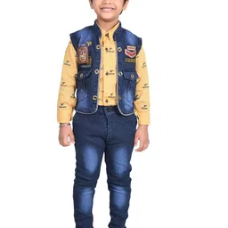 KIDZAREA Boys Printed Shirt with Trousers & Jacket-picture-17