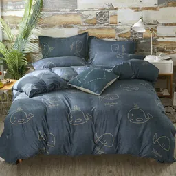 JC HOME Grey & Beige Printed Double Queen Bedding Set-picture-9