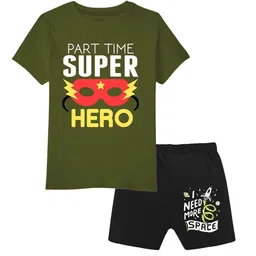 CoolTees4U Boys Round Neck Graphic Pure Cotton Printed T-shirt with Shorts-picture-30