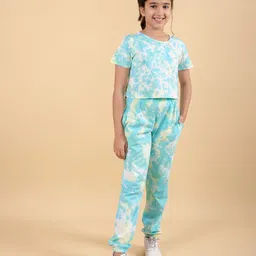 TWEENY MINI Girls Tie and Dye Dyed Pure Cotton T-shirt with Jogger Set-image-8