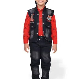 KIDZAREA Boys Printed Shirt With Jeans & Waistcoat-picture-39