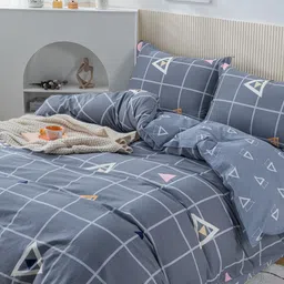 JC HOME Grey Printed Double King Bedding Set With Quilt-picture-13