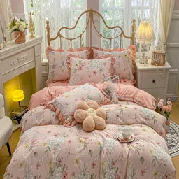JC HOME Pink Printed Single Bedding Set-picture-44