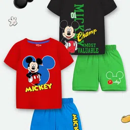 YK Disney Boys Pack of 2 Mickey Mouse Printed T-shirt with Shorts-picture-21