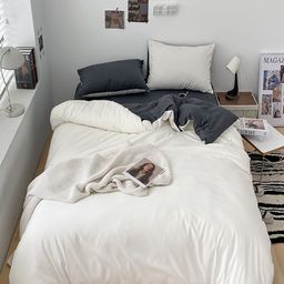 JC HOME White & Grey  4 Pieces AC Room Double King Bedding Set-picture-7