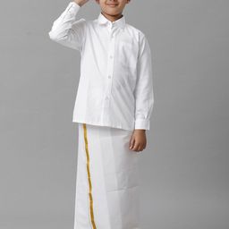 Ramraj Boys Shirt with Golden Zari Dhoti-picture-9